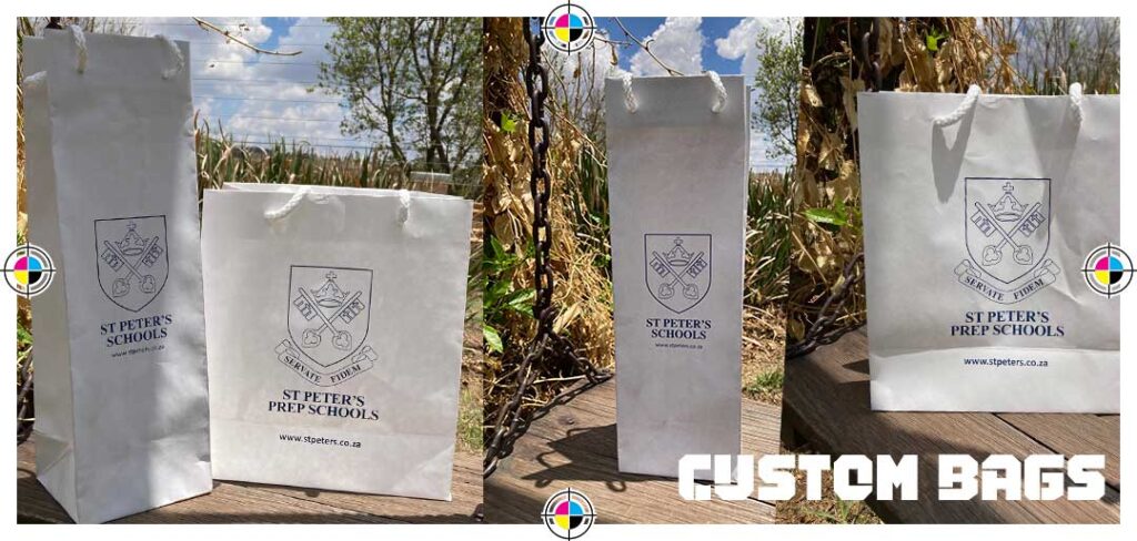 Corporate gift bags customised with professional branding.