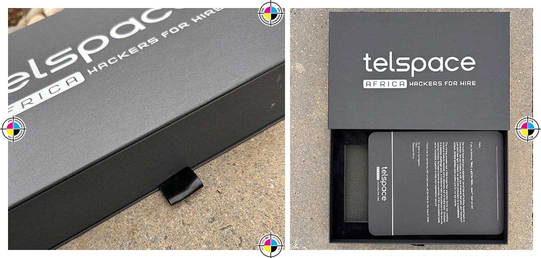 Telspace, Africa Hackers For Hire. Custom Gift Box. Design and Printing.